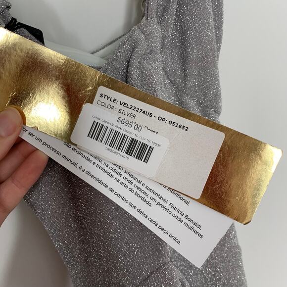 Patbo Lurex Cut Out Maxi Lace Up Dress Silver Sparkle Womens Glamorous Size 10 - Picture 14 of 16